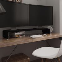 TV-meubel/monitorverhoger zwart 110x30x13 cm glas