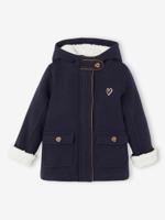 Mantel met capuchon van wol met sherpa voering voor meisjes marineblauw Mantel met capuchon van wol met sherpa voering voor meisjes marineblauw
