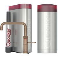 Quooker Classic Fusion Square Keukenkraan Set - Kokend Warm- en Koud Water - Messing Patina - Inclusief COMBI Reservoir & CUBE - Direct Gekoeld Bruisend Water