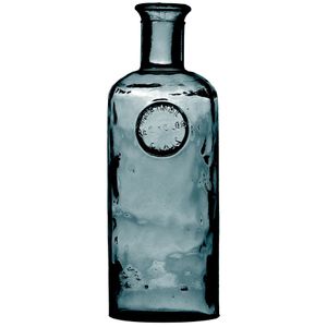 Bloemenvaas Olive Bottle - marine blauw transparant - glas - D13 x H27 cm - Fles vazen