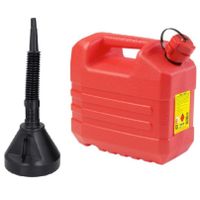 Jerrycan rood voor brandstof van 10 liter met een handige grote trechter - thumbnail