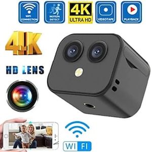 4k dual-len wifi minicamera smart home security indoor infrarood nachtzicht bewakingscamera bewegingsdetectie camcorder hd videorecorder cam miniinthebox