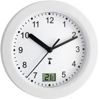 TFA Dostmann 60.3501 Wandklok Zendergestuurd 17.5 cm x 5.5 cm Wit Geschikt voor vochtige ruimtes
