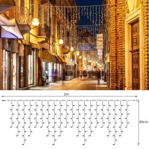 LED gordijn 2x0.8M 152 LED lampjes op een zwart koppelbaar snoer 2400K extra warm licht 11W