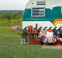 Camper sticker golven retro