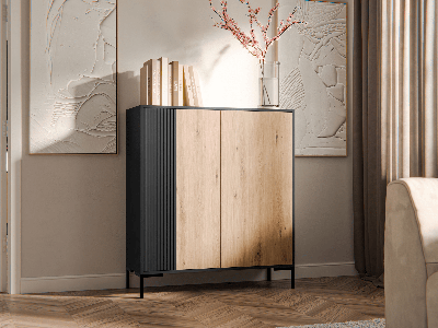 Commode MARIS 2 deuren mat zwart/artisan eik