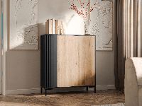 Commode MARIS 2 deuren mat zwart/artisan eik