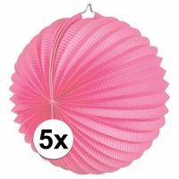 5x Roze feest lampionnen 22 cm   -