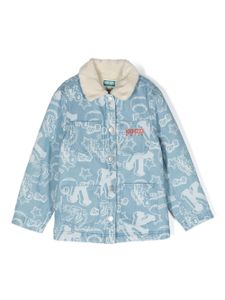 Kenzo Kids veste en jean à logo imprimé - Bleu