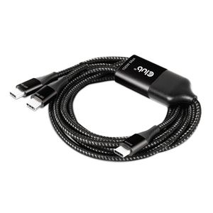 Club 3D USB Type-C, Y oplaadkabel naar 2x USB Type-C splitterkabel 1,83 meter, Max. 100 W