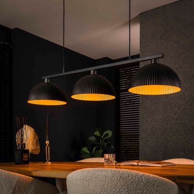 LifestyleFurn Hanglamp 'Zarinah' Artic black, 3-lamps