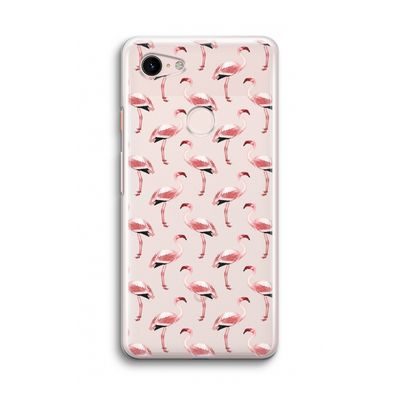 Flamingoprint groen: Google Pixel 3 Transparant Hoesje