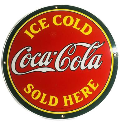 Ice Cold Coca-Cola Sold Here Emaille Bord - 29 cm ø