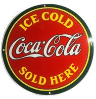 Ice Cold Coca-Cola Sold Here Emaille Bord - 29 cm ø