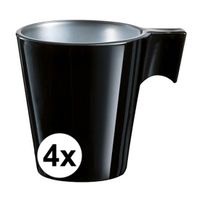 4x Espresso/koffie kopje zwart - thumbnail