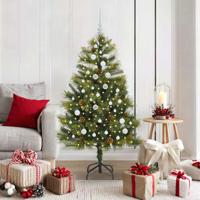 VidaXL Kunstmatige scharnier kerstboom met cones groen 150 cm