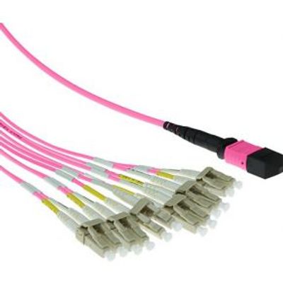 ACT 1 meter Multimode 50/125 OM4 fanout patchkabel 1 X MTP female - 6 X LC duplex 12 vezels