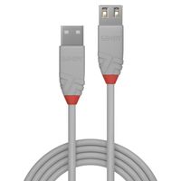 Lindy Anthra Line USB-kabel 2 m USB A Mannelijk Vrouwelijk Grijs - thumbnail