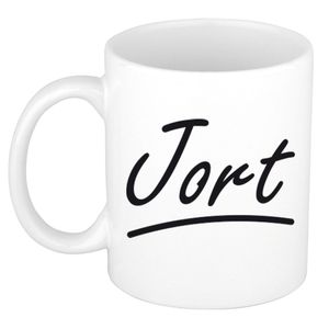 Naam cadeau mok / beker Jort met sierlijke letters 300 ml   -