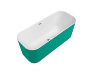 Villeroy & Boch Finion vrijstaand bad 170x70 cm Quaryl met push-to-open afvoerplug, toevoer, chromen designring en emotion-functie, wit/groen - thumbnail