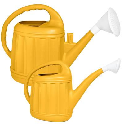 Tuinplanten Gieters Eureka - 2x - kunststof - okergeel - voor buiten - broeskop - 12 en 7 Liter
