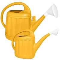 Tuinplanten Gieters Eureka - 2x - kunststof - okergeel - voor buiten - broeskop - 12 en 7 Liter