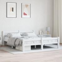 Bedframe massief grenenhout wit 160x200 cm
