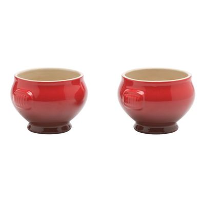 LE CREUSET - Aardewerk - Soepkom Set/2 Kersenrood