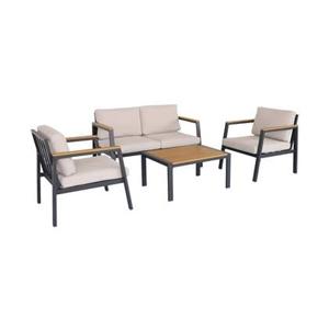 sweeek - Loungeset, 4-zits, 1 bank, 2 fauteuils, 1 salontafel