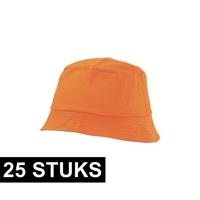 Vissershoedje/zonnehoedje - 25x - oranje - bucket hat - one size - voor volwassenen