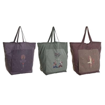 Stoffen tas DKD Home Decor Bruin Groen Bordeaux Canvas 68 x 30 x 55 cm (3 Stuks)