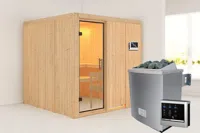 Karibu | Rodin Sauna | Helderglas Deur | Kachel 9 kW Externe Bediening - thumbnail