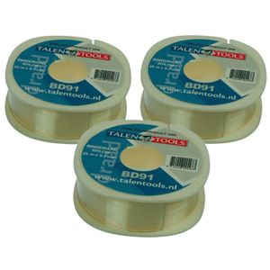 3x Nylon binddraad/bloemdraad 25 meter x 0,5 mm