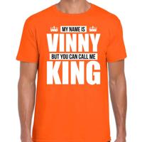 Naam cadeau t-shirt - my name is Vinny - but you can call me King - oranje - heren - koningsdag