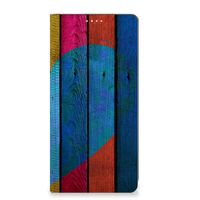 Motorola Moto G73 Book Wallet Case Wood Heart - Cadeau voor je Vriend