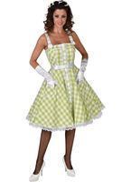 50's Rock 'n roll jurk lime/wit - thumbnail