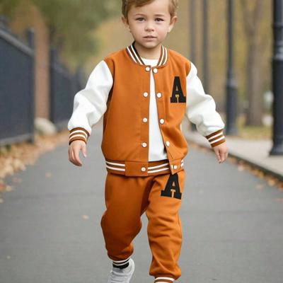 Boys 2-Piece Varsity Letter A Knit Jacket and Sweatpants Set Khaki / 4Y