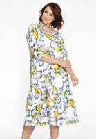 Yoek Jurk met ruches LEMON | Wit | Maat 58/60