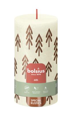 Bolsius printed kaars 130/68 soft pearl