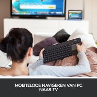 Logitech K400 Plus Tv toetsenbord Universeel RF Draadloos QWERTY US International Zwart - thumbnail