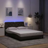 Bedframe met LED zonder matras 140x190 cm stof donkerbruin