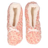 Ballerina pantoffels- panterprint/luipaardprint - roze - dames - sloffen - thumbnail