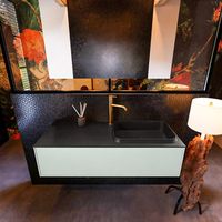 Badkamermeubelset Mondiaz Erin 120 cm met 1 Lade met RIDGE Wastafel Rechts Urban met 1 kraangat Greeploos Mat Greey