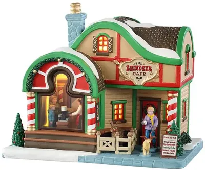 Lemax the reindeer café verlicht kersthuisje Vail Village 2025