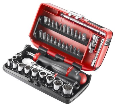 Facom compacte 1/4" doppenset 12 kant met ratel metstofdichte kop - inch - RL.NANO-U2
