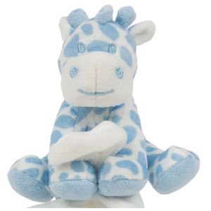 Suki Gifts pluche gevlekte giraffe knuffeldier - tuttel doekje - blauw/wit - 30 cm