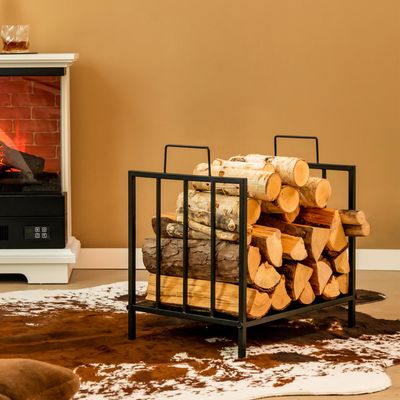 Houtblokkenrek Binnen & Buiten Brandhout Houder met Handig Handvat en Verhoogde Voeten Stevige Brandhout Opslag Houder