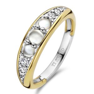 TI SENTO-Milano 12304MW Ring zilver-zirconia goud-en zilverkleurig-parelmoer-wit