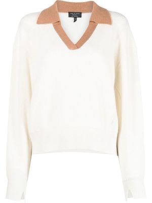 rag & bone pull en cachemire à col contrastant - Blanc