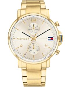 Tommy Hilfiger heren chronograaf goudkleurig roestvrijstalen armbandhorloge 44 mm